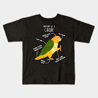 White-bellied Caique Parrot Anatomy Kids T-Shirt